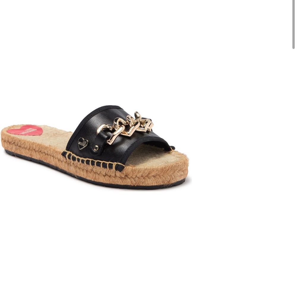 Love Moschino Nappa Nero Chain Slides